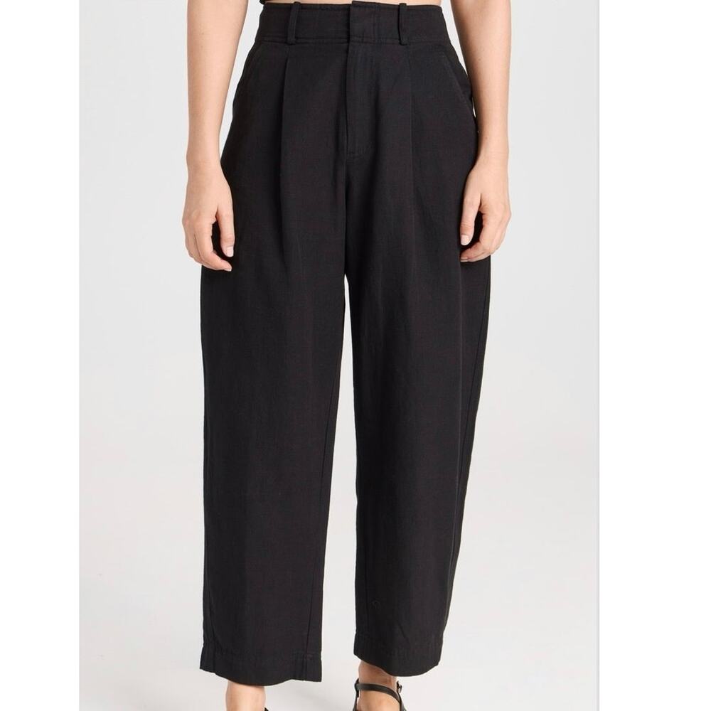 Apiece Apart Bari Crop Trousers Black Linen/Cotton Size 0